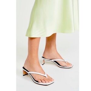 Villa Rouge Leather Square Toe Heels in White